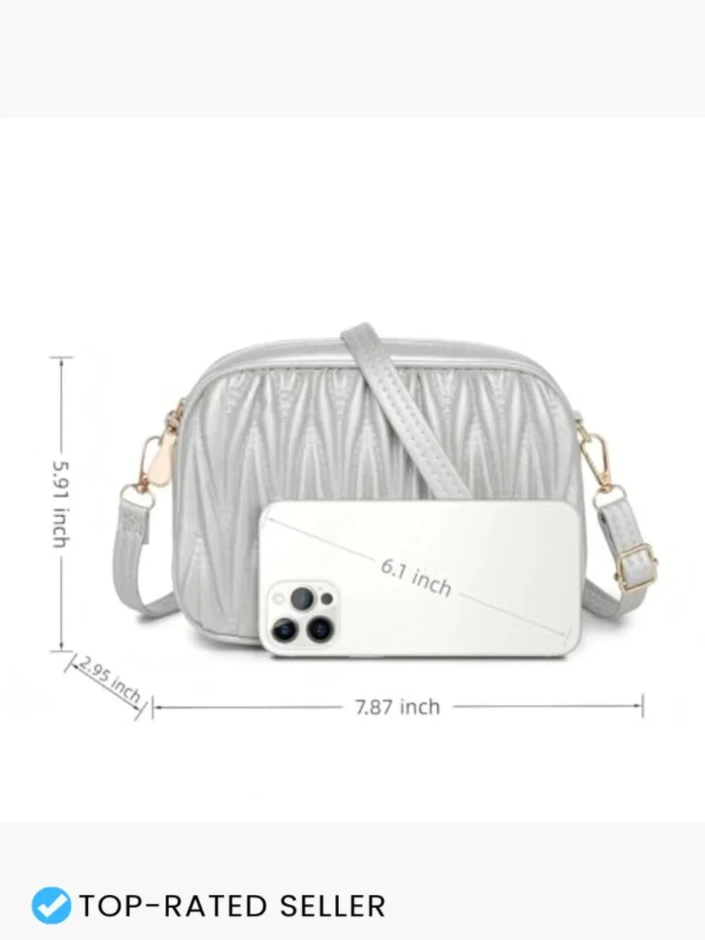 Quilted Faux Leather Crossbody Bag Lightweight Shoulder Purse with Zip Pockets